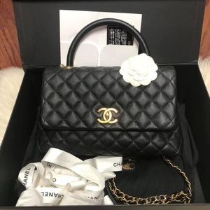 Chanel coco small black caviar ghw